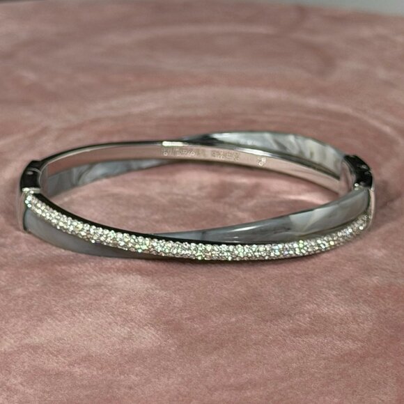 Michael Kors Silver-Tone & Gray Marbled Twisted Bangle Bracelet - Picture 1 of 9